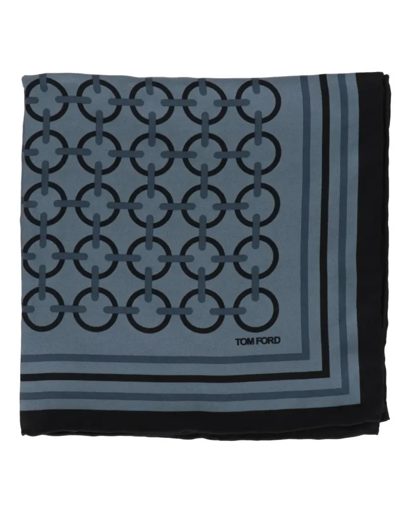 Tom Ford chain-link-print silk pocket square - Blau Blau
