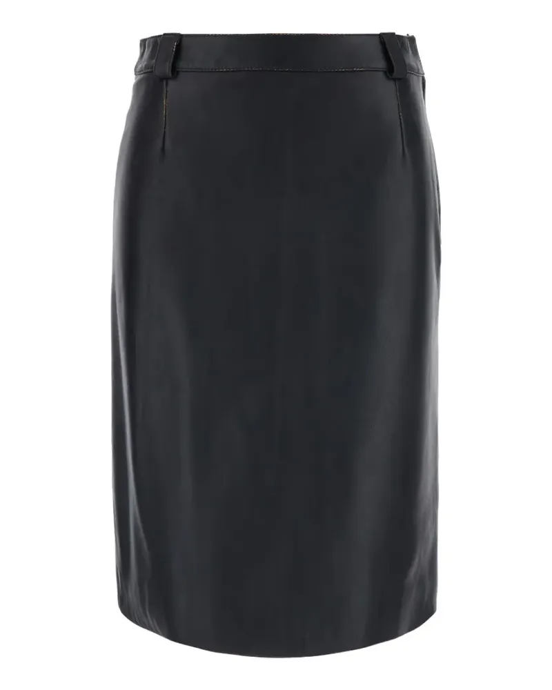 Mauro Grifoni rear-slit leather skirt - Schwarz Schwarz