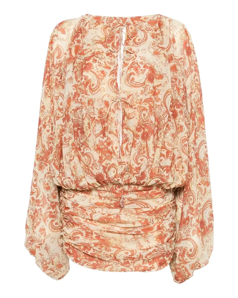 De La Vali Eulalia Minikleid mit Paisley-Print - Nude Nude
