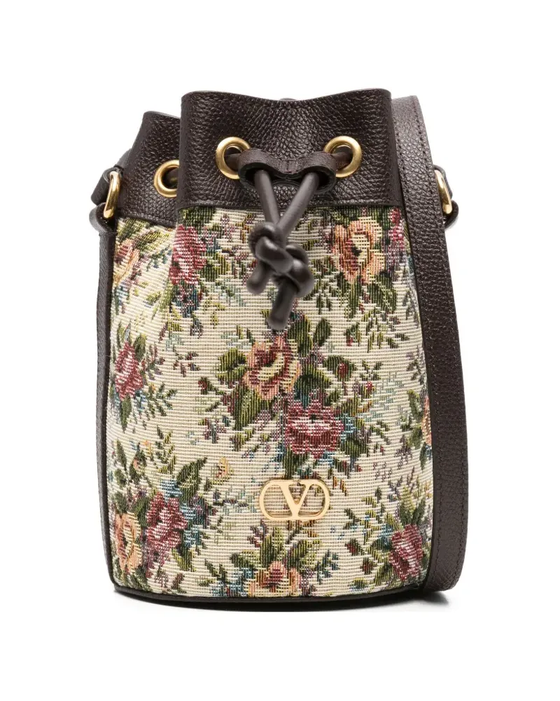 Valentino Garavani Beuteltasche mit Blumenmotiv - Nude Nude