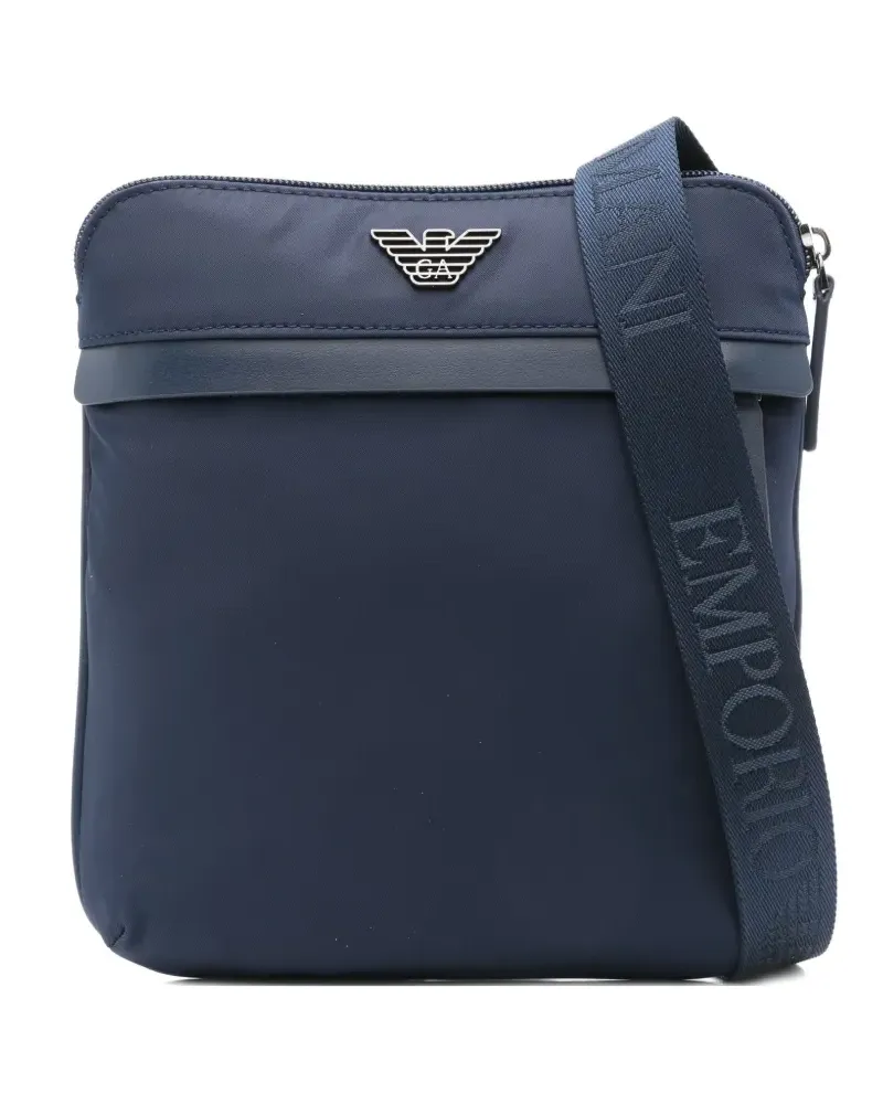 Emporio Armani Kuriertasche mit Logo-Schild - Blau Blau