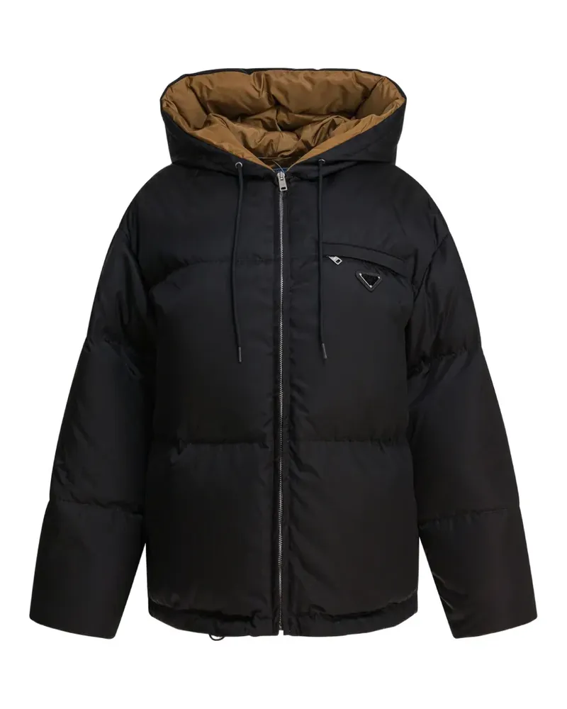Prada Re-Nylon logo-plaque coat - Schwarz Schwarz