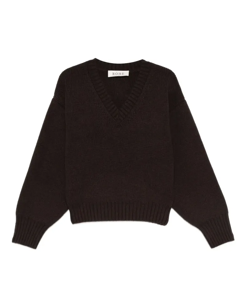 Róhe Gerippter Pullover mit V-Ausschnitt - Braun Braun