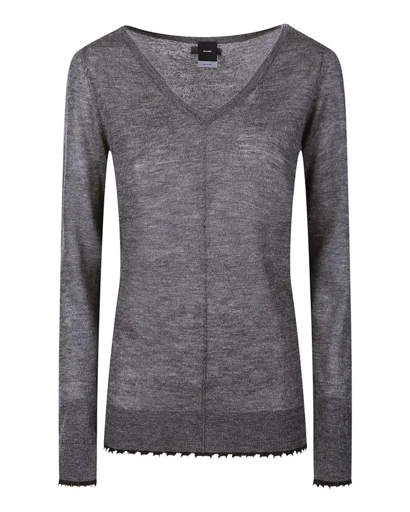Pinko V-neck frayed-edge sweater - Grau Grau