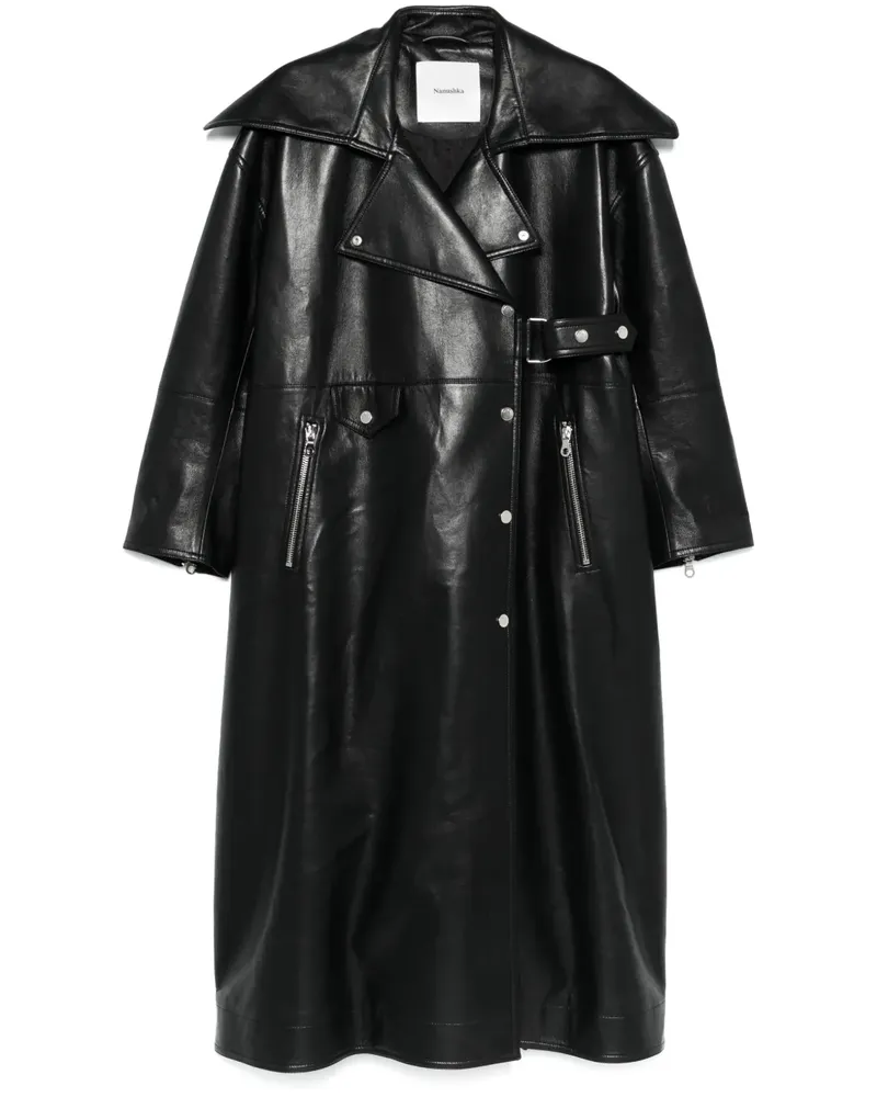 Nanushka Trenchcoat aus Faux-Leder - Schwarz Schwarz