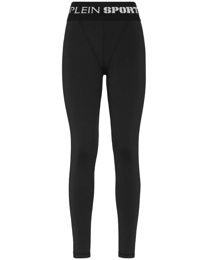 Philipp Plein Leggings mit Logo-Bund - Schwarz Schwarz