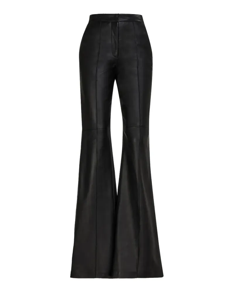 COSTARELLOS Weite Carmina Lederhose mit Nahtdetail - Schwarz Schwarz
