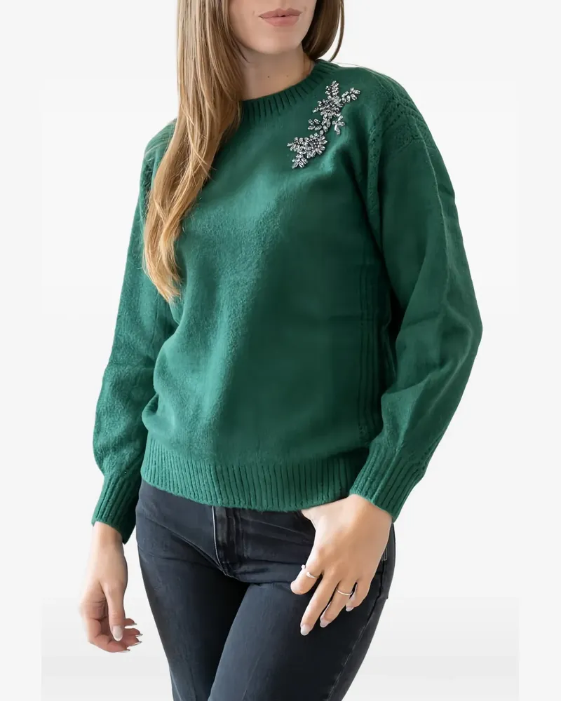 Twin-Set crystal-embellished knitted sweater - Grün Grün
