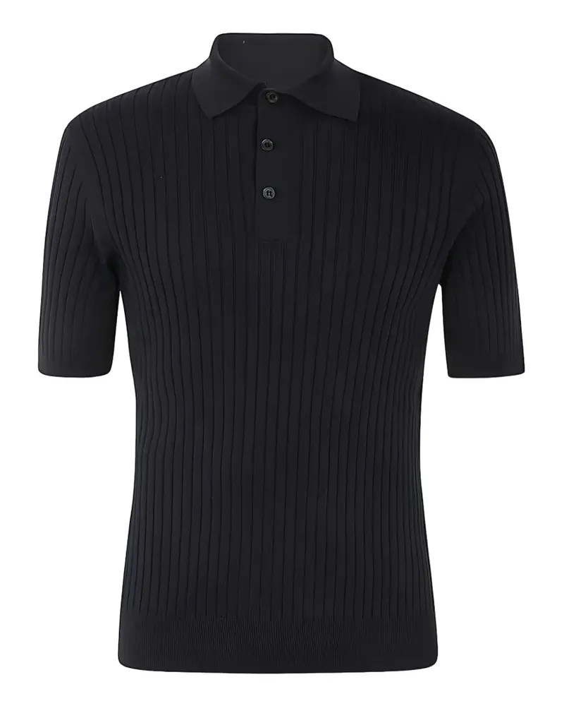 Brunello Cucinelli ribbed-knit polo shirt - Blau Blau