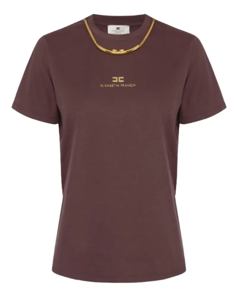 Elisabetta Franchi T-Shirt mit goldfarbener Kette - Rot Rot