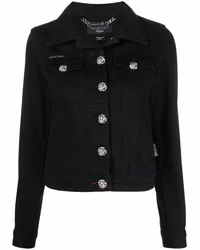 Philipp Plein Jeansjacke mit Logo Schwarz