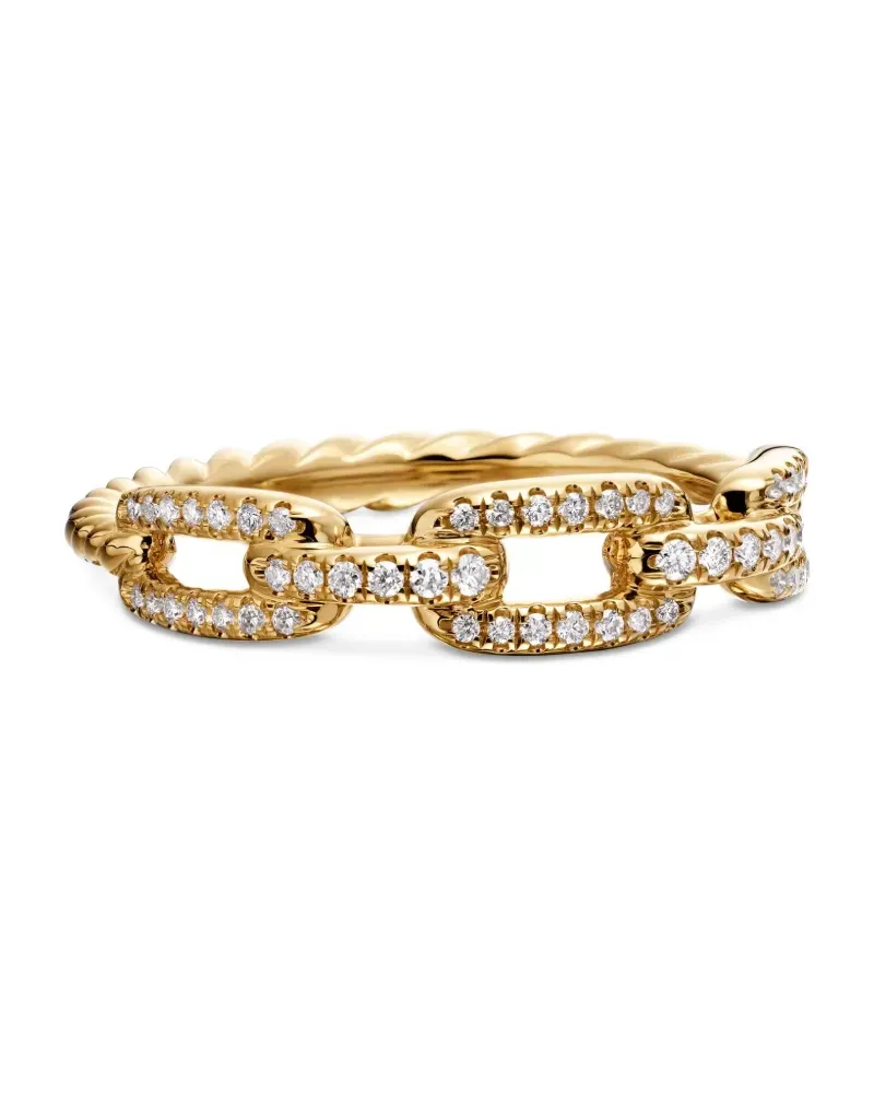 David Yurman 18kt Stax Chain Link Gelbgoldring mit Diamanten 4,5mm Gold