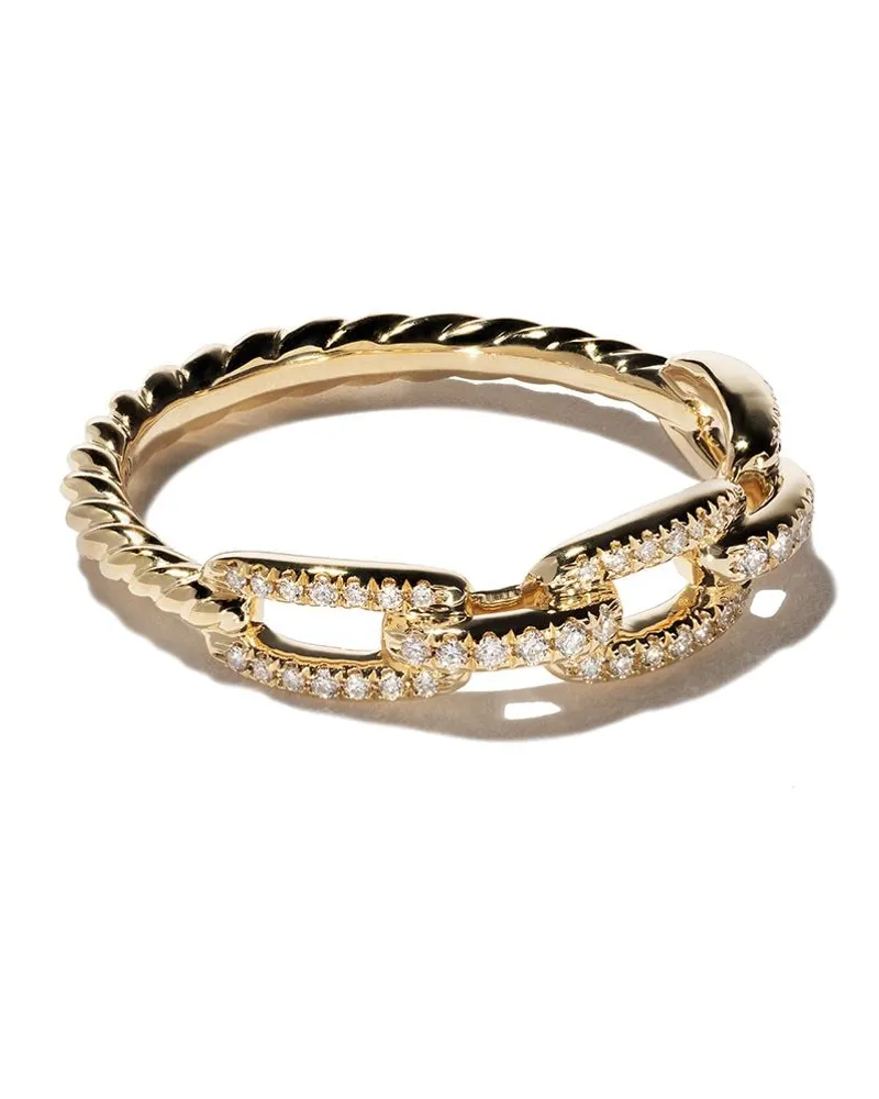 David Yurman 18kt Stax Chain Link Gelbgoldring mit Diamanten 4,5mm Gold
