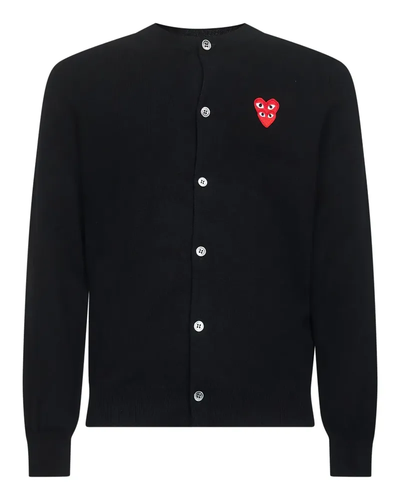 Comme des Garçons Geknöpfter Cardigan mit Herz-Logo - Schwarz Schwarz