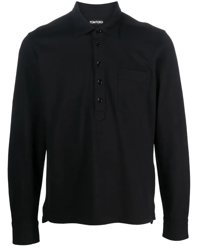 Tom Ford Langärmeliges Poloshirt - Schwarz Schwarz