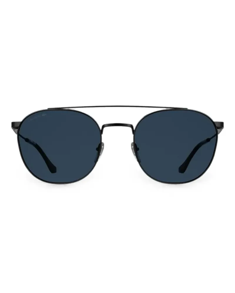 Lacoste Runde Sonnenbrille mit Doppelsteg - Schwarz Schwarz
