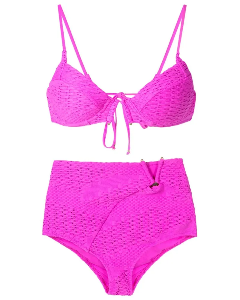 Amir Slama Gewebter Bikini mit Cut-Outs - Rosa Rosa