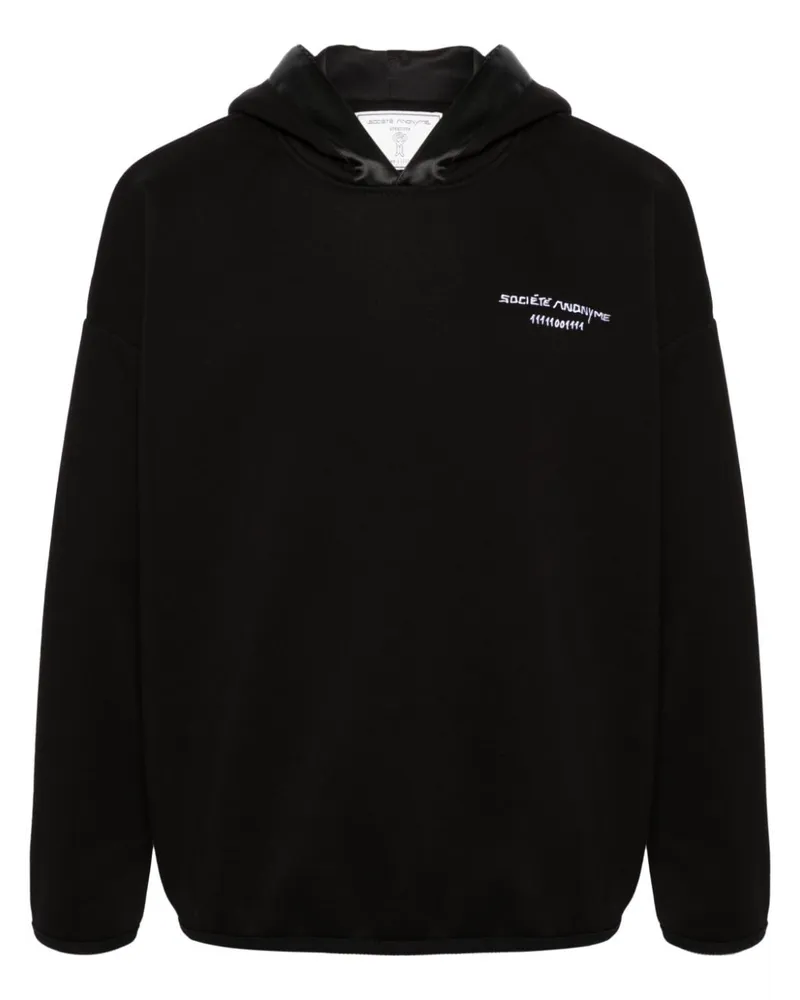 Société Anonyme Satinbesatz-Hoodie mit Logo-Stickerei Schwarz