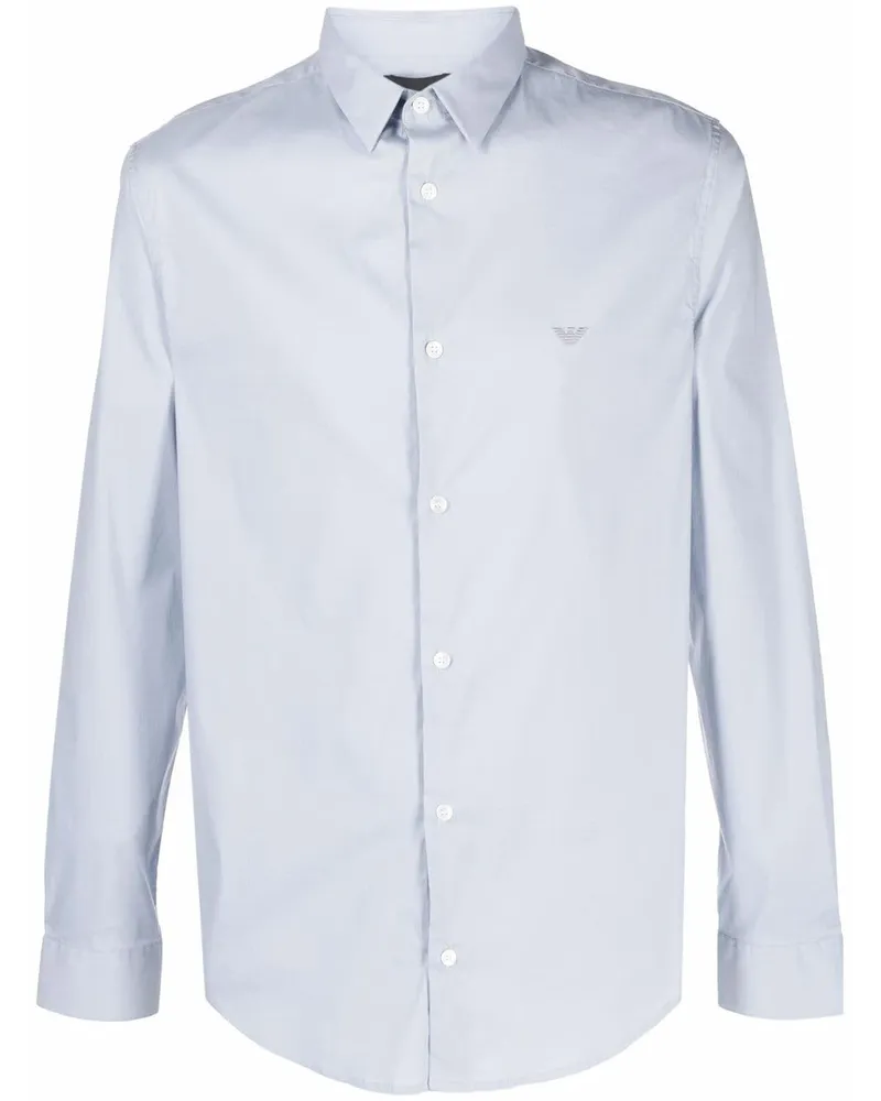Emporio Armani Hemd mit Logo-Stickerei - Blau Blau