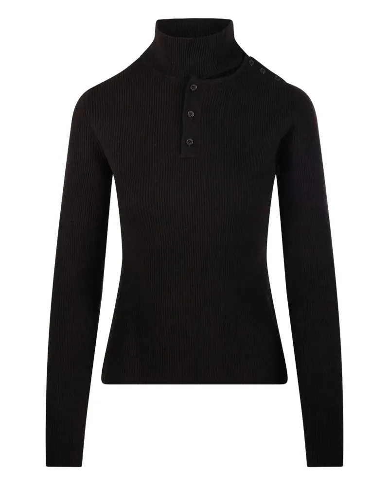 Federica Tosi Gerippter Pullover mit Stehkragen - Schwarz Schwarz