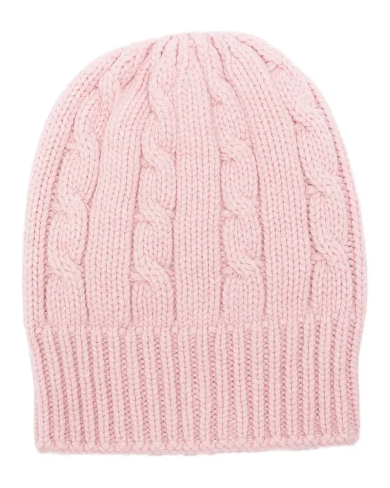 CENERE GB cable-knit beanie hat - Rosa Rosa