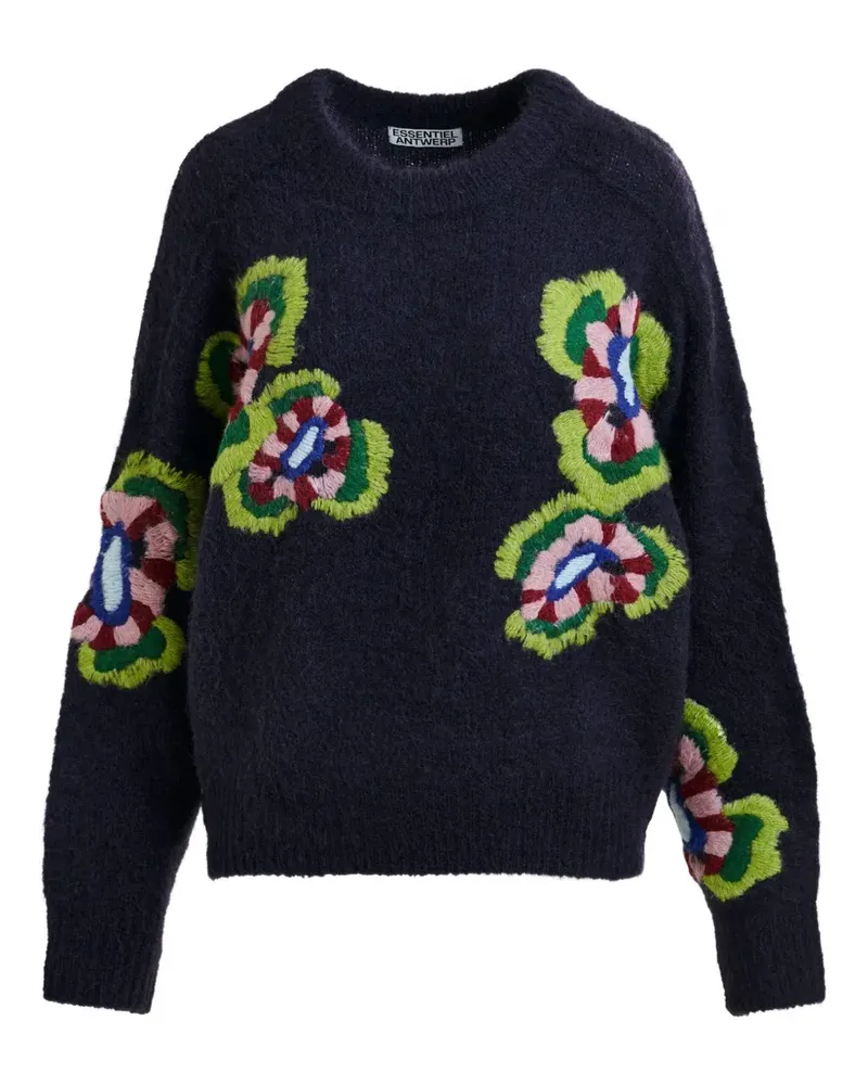 Essentiel Pullover mit Blumen-Stickerei - Blau Blau