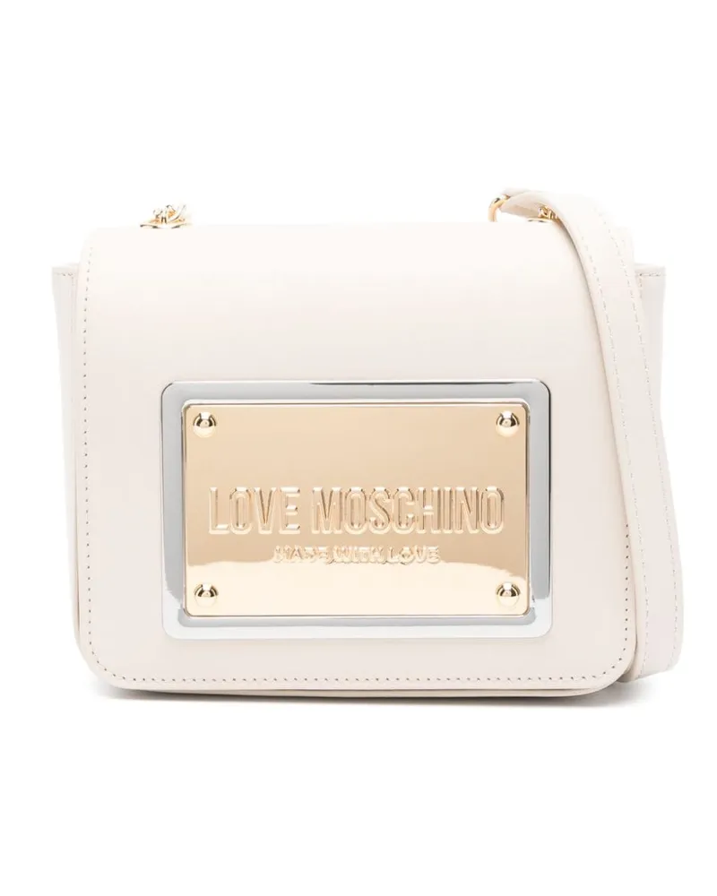 Moschino Schultertasche mit Logo-Schild Nude