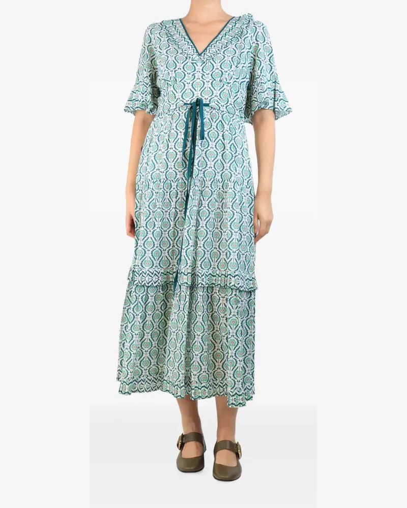 Cefinn tree-print ruffled maxi dress - Grün Grün