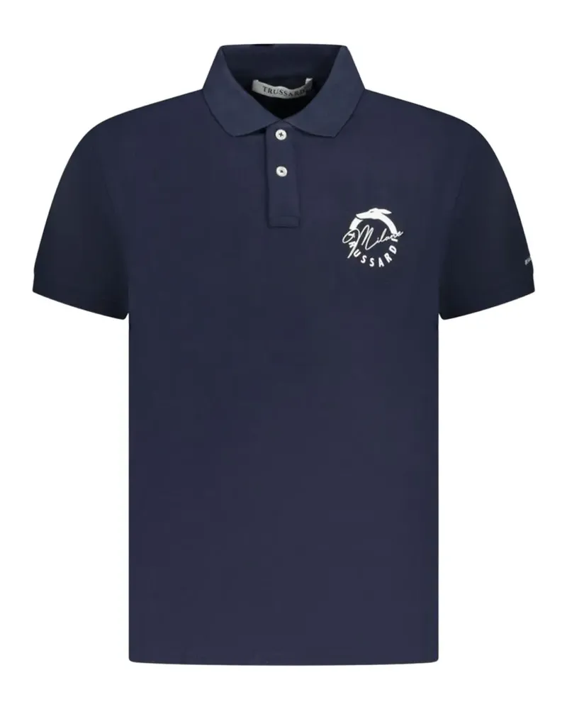 Trussardi logo-embroidered cotton polo shirt - Blau Blau