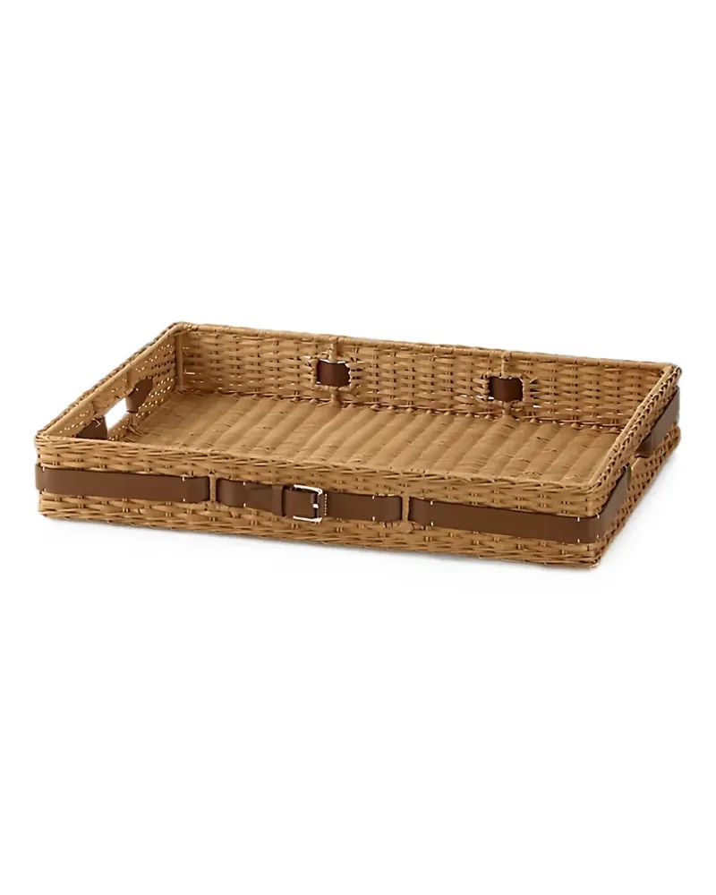 Ralph Lauren Home buckle-detail wicker tray - Braun Braun