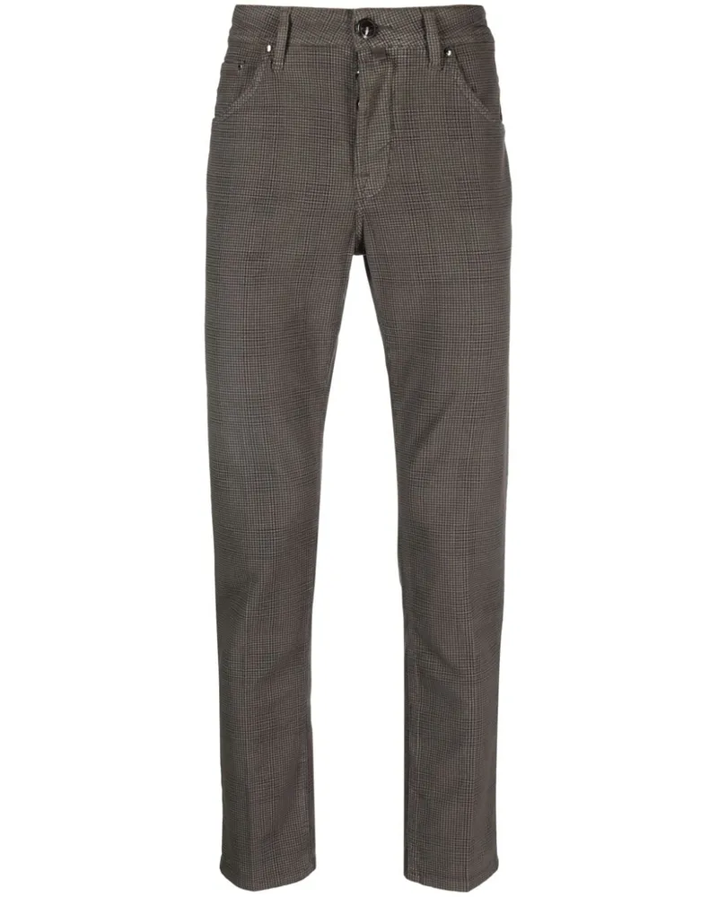 Jacob Cohën Schmale Hose mit Mikro-Karomuster - Braun Braun