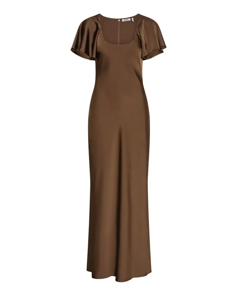 ROTATE Birger Christensen Satin-Maxikleid mit weiten Ärmeln - Braun Braun