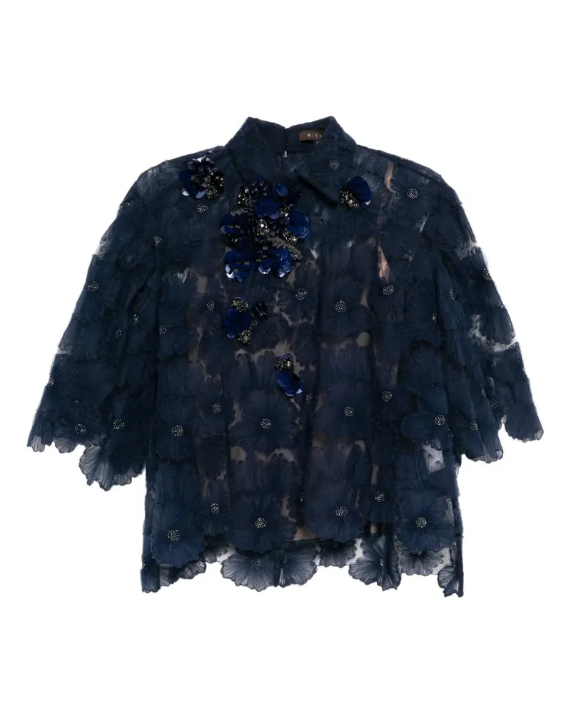 Biyan floral-beaded blouse - Blau Blau