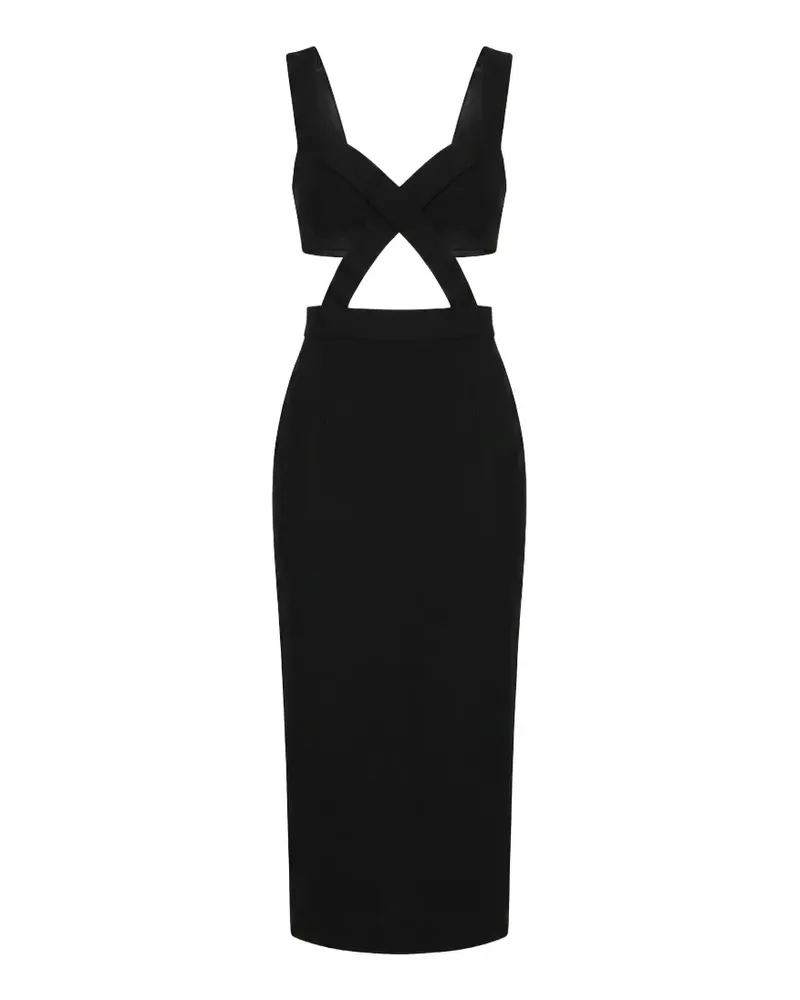 Dolce & Gabbana Cut-Out-Midikleid mit überkreuzten Trägern - Schwarz Schwarz