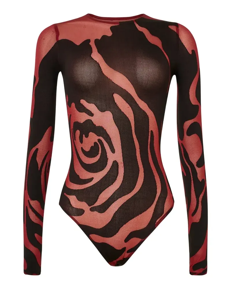 Wolford Langärmeliger Rose Shadow Body - Rot Rot