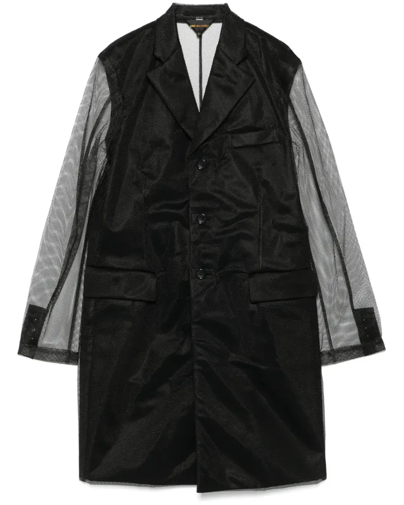Comme des Garçons Mantel mit Mesh-Overlay - Schwarz Schwarz