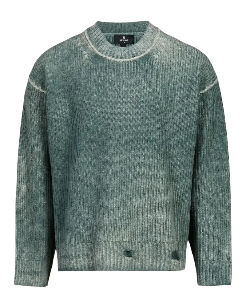 REPRESENT Gerippter Pullover im Distressed-Look - Grün Grün