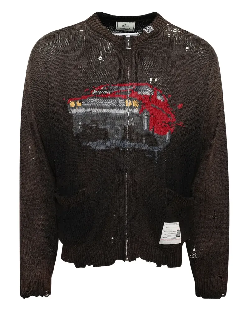 MIHARAYASUHIRO Car Cardigan im Distressed-Look - Braun Braun