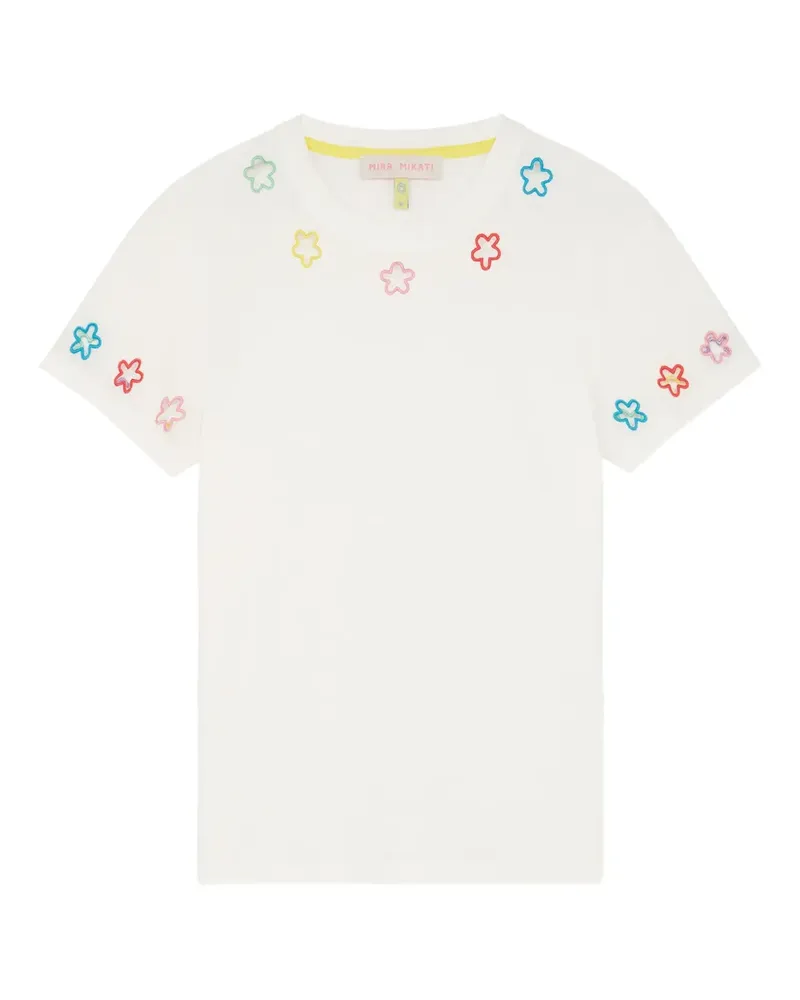 Mira Mikati Besticktes T-Shirt - Weiß Weiß