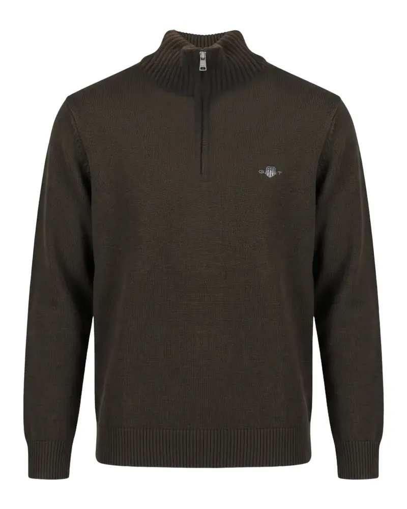 Gant quarter-zip logo-embroidered sweater - Braun Braun