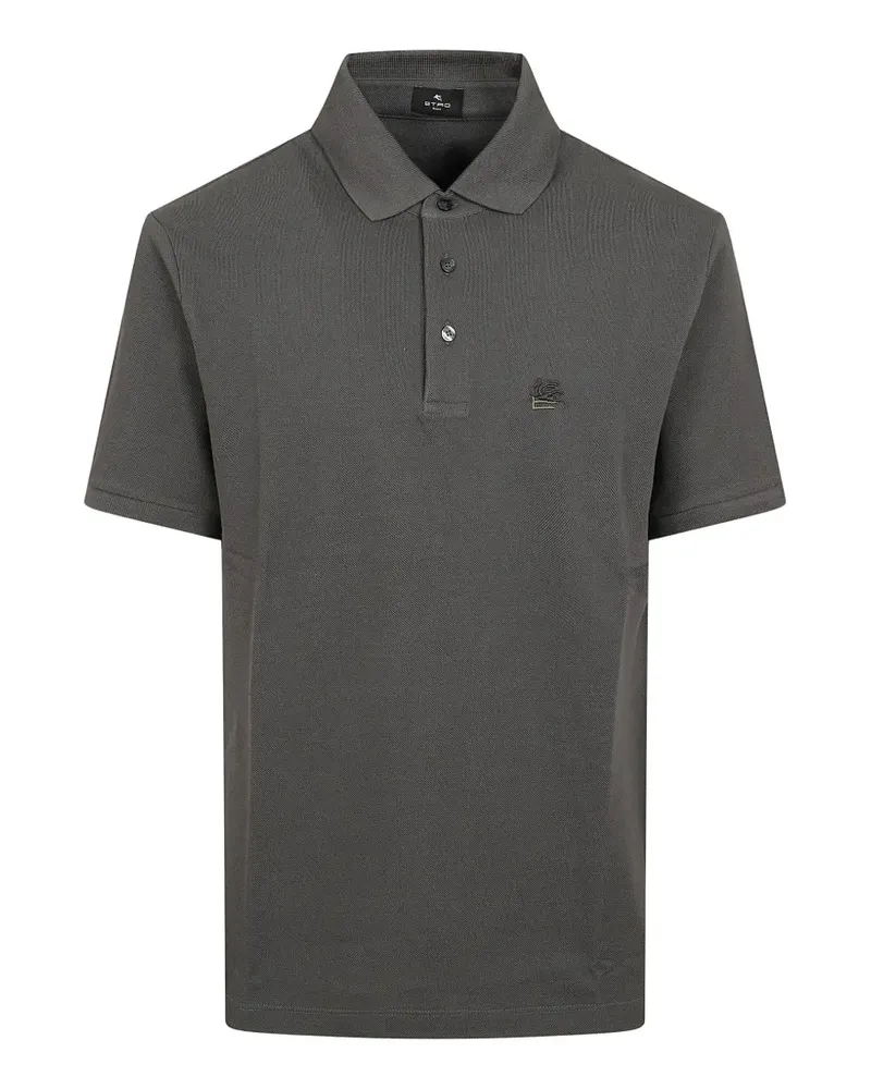 Etro Piqué-Poloshirt mit Logo-Stickerei - Grau Grau