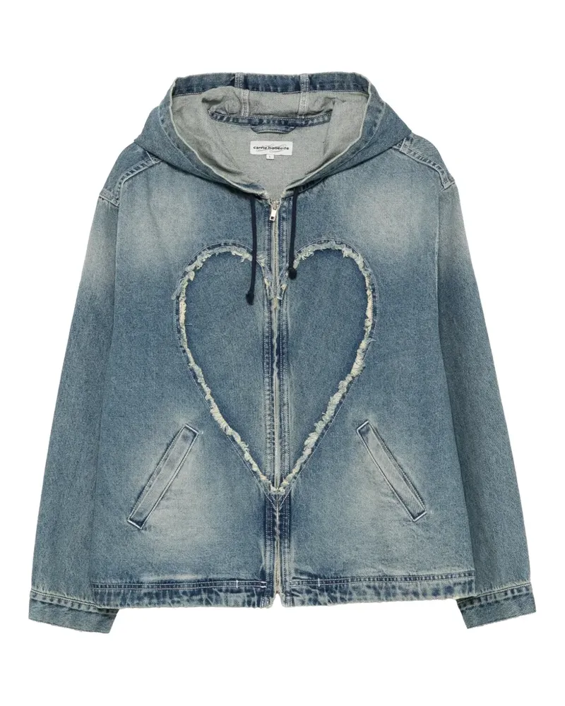 Carne Bollente heart hooded denim jacket - Blau Blau