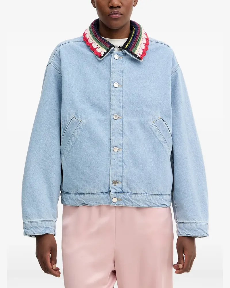 Stine Goya crochet-trim denim jacket - Blau Blau