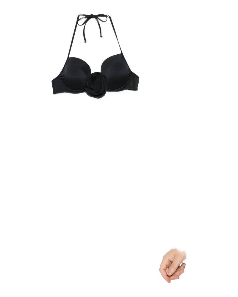 Moschino floral-appliqué halterneck bikini top - Schwarz Schwarz