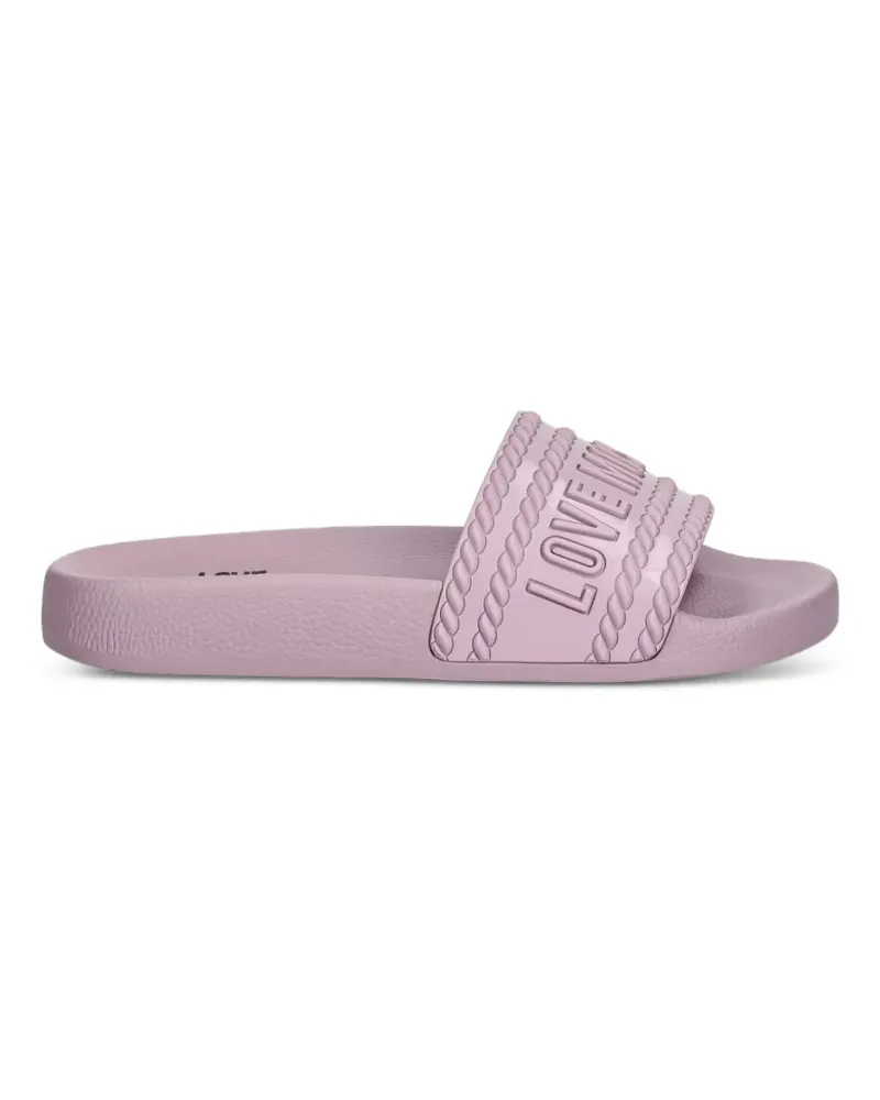 Moschino logo-embossed rope-detail slides - Violett Violett