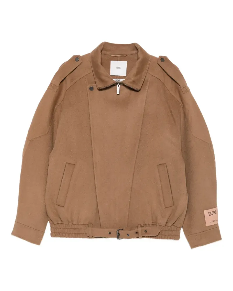 SOLOTRE Gesteppte Jacke mit asymmetrischem Reißverschluss - Nude Nude