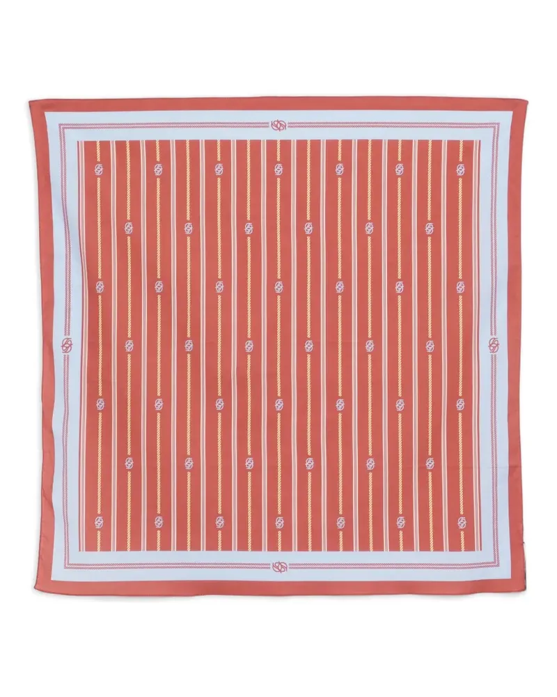 Drôle de Monsieur Gestreifter Schal mit Logo - Rot Rot