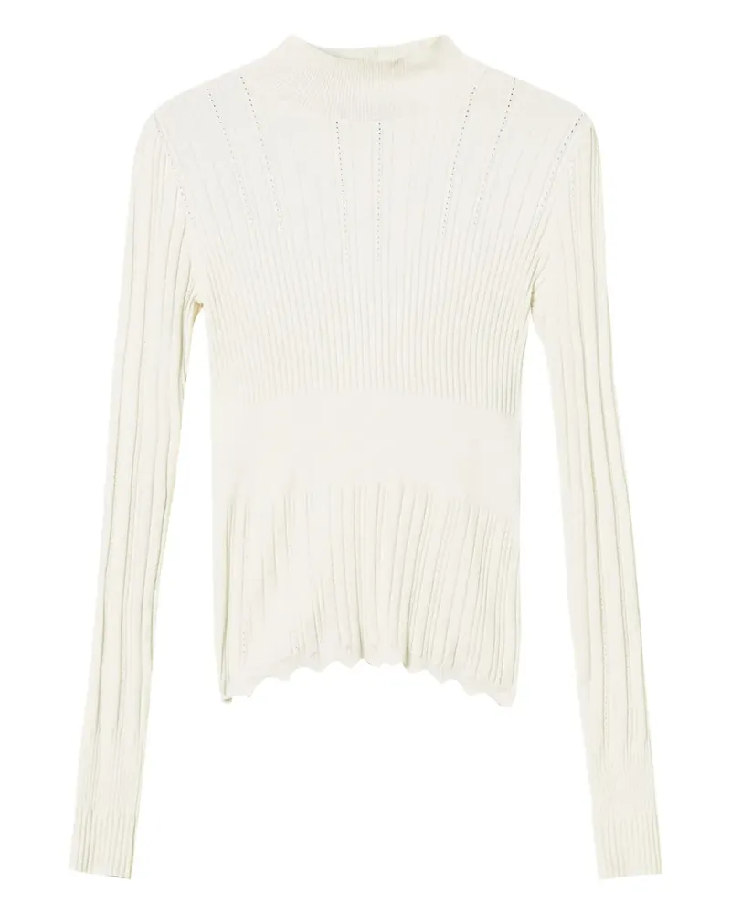Twin-Set Langarmshirt mit gewelltem Saum - Weiß Weiß