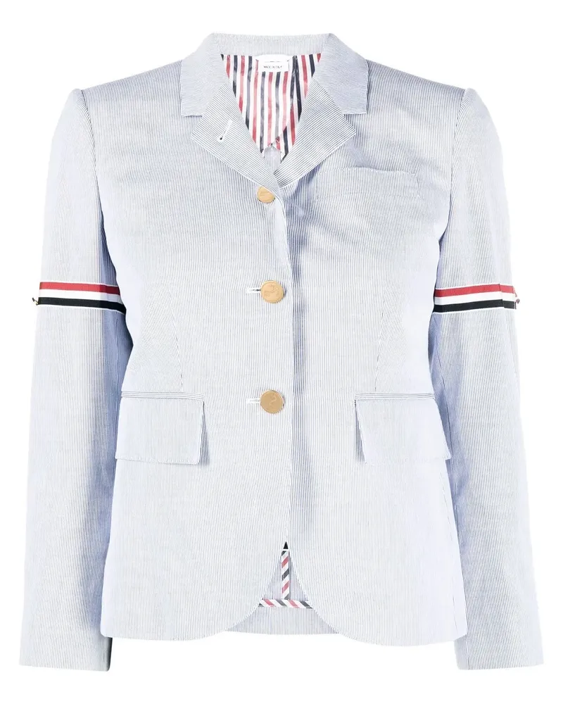 Thom Browne Einreihiger Blazer mit RWB-Streifen - Blau Blau