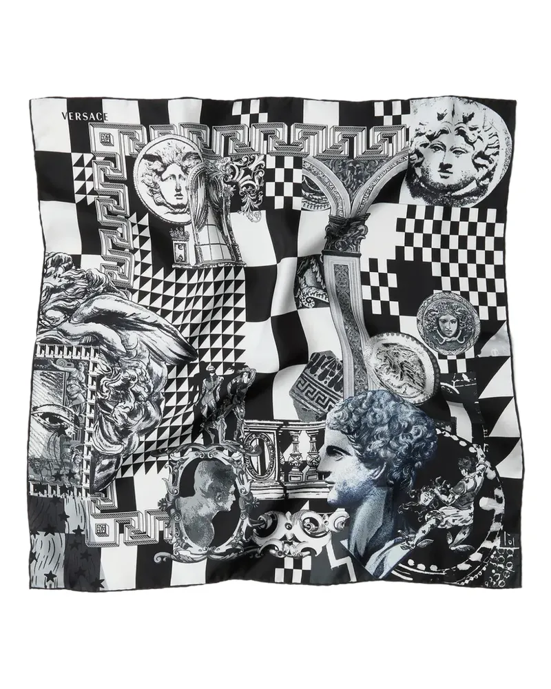 Versace printed silk twill scarf 55 cm - Schwarz Schwarz